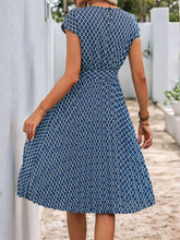 Perfee Printed Round Neck Short Sleeve Midi Dress OutfitFlow
